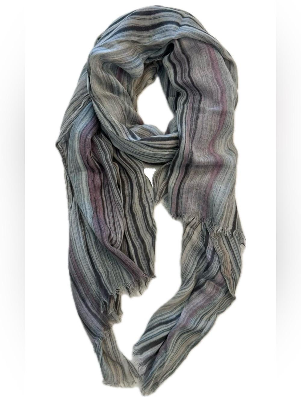 Lightweight Striped Gray & Purple Women's Scarf